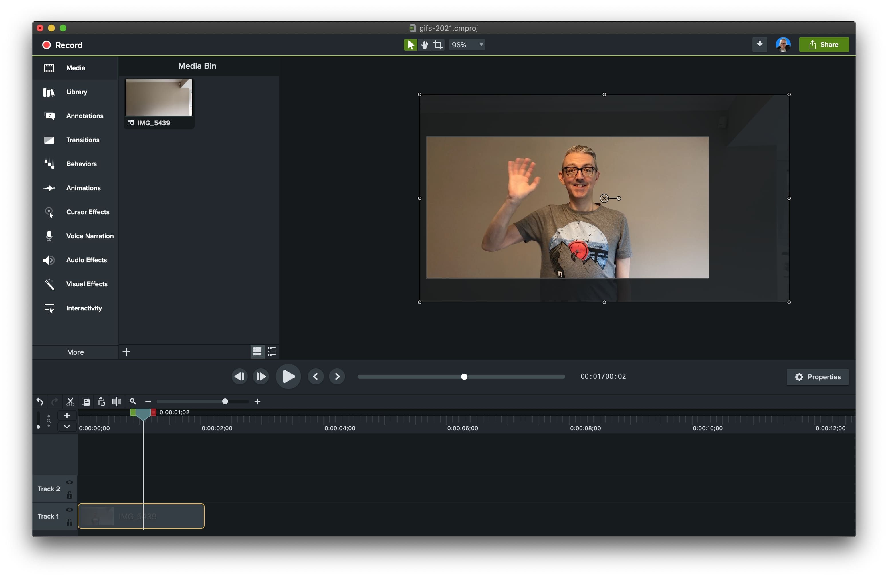 Camtasia video footage